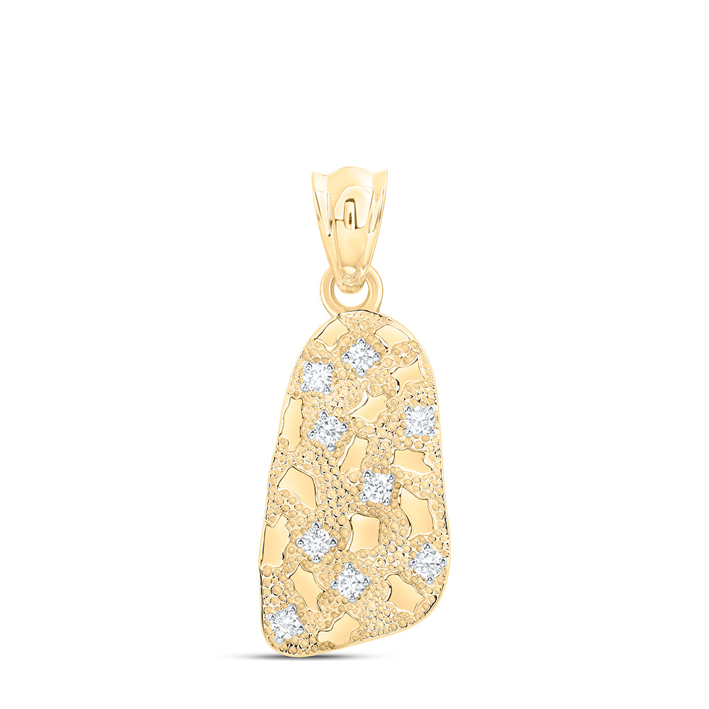 10kt Yellow Gold 5/8 Cttw Diamond Mens Nugget Pendant