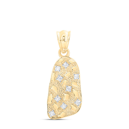 10kt Yellow Gold 5/8 Cttw Diamond Mens Nugget Pendant