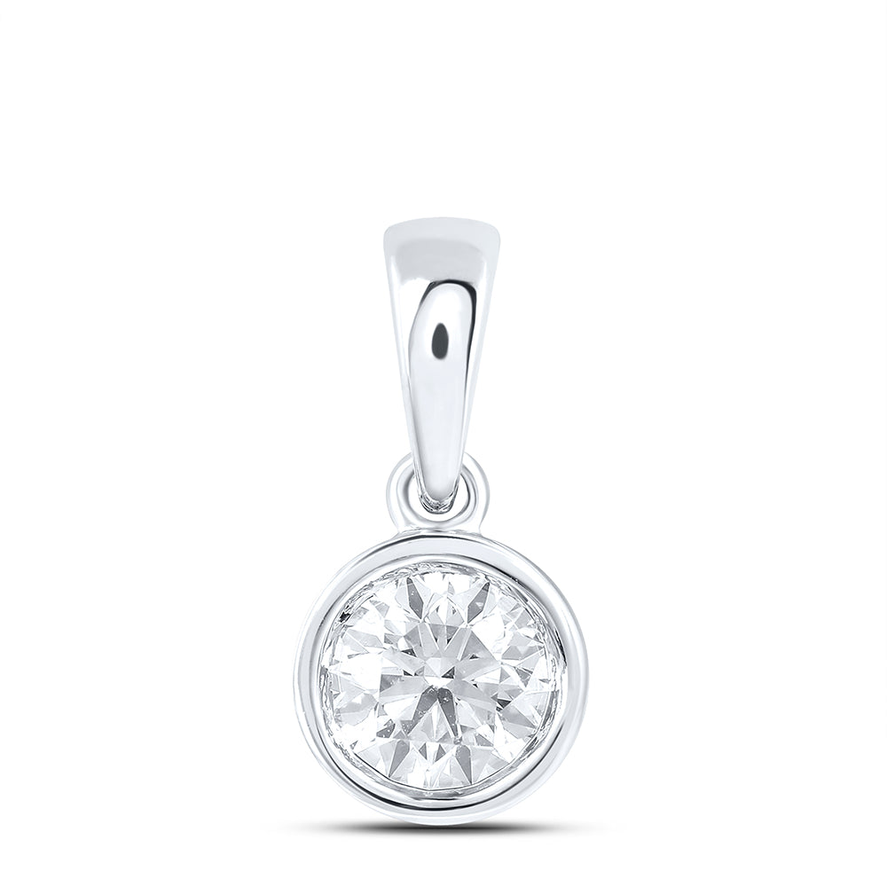14kt White Gold 3/8 Cttw Diamond Sup Solitaire Pendant