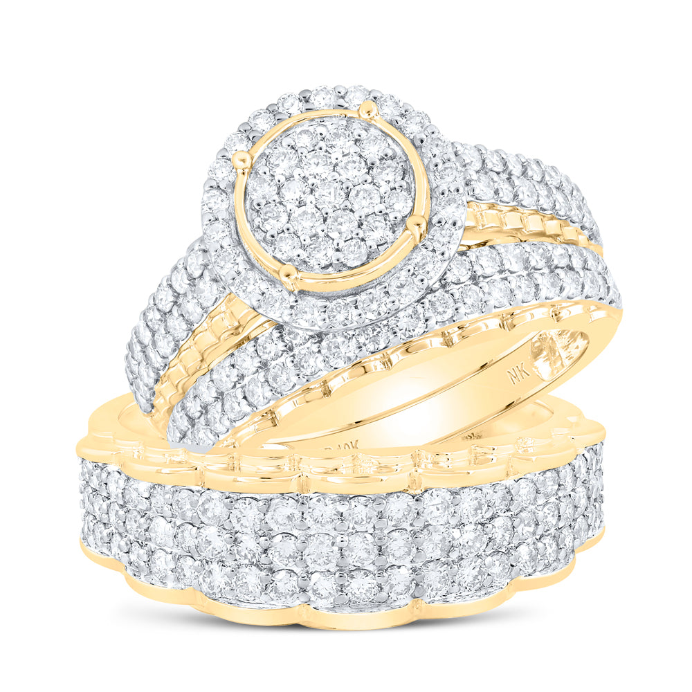 10kt Yellow Or White Gold Diamond Round Shape Trio Set