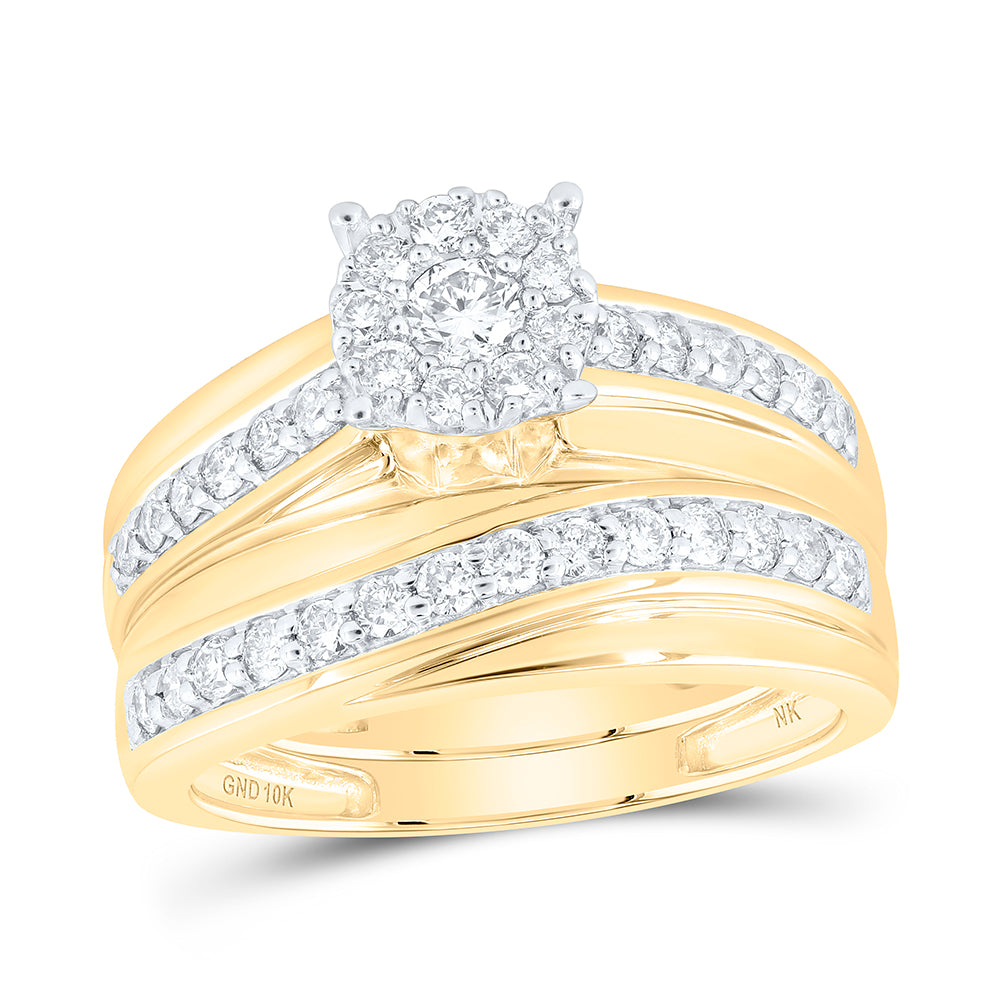 10kt Yellow Or White Gold Diamond Round Shape Trio Set