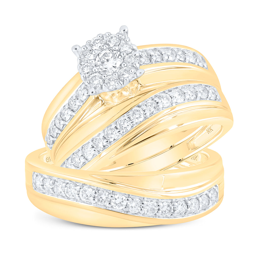 10kt Yellow Or White Gold Diamond Round Shape Trio Set