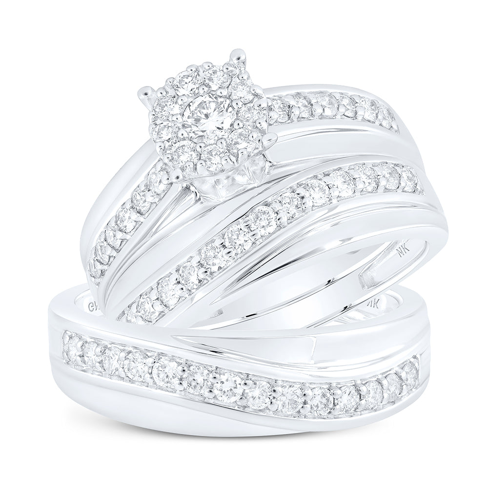 10kt Yellow Or White Gold Diamond Round Shape Trio Set