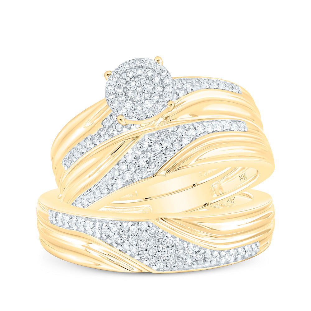 10kt Yellow Or White Gold Diamond Round Shape Trio Set
