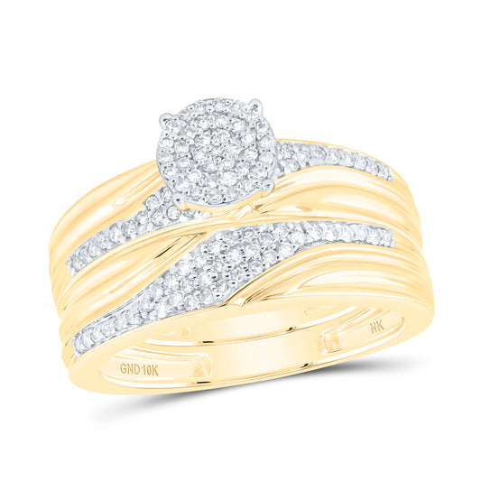 10kt Yellow Or White Gold Diamond Round Shape Trio Set