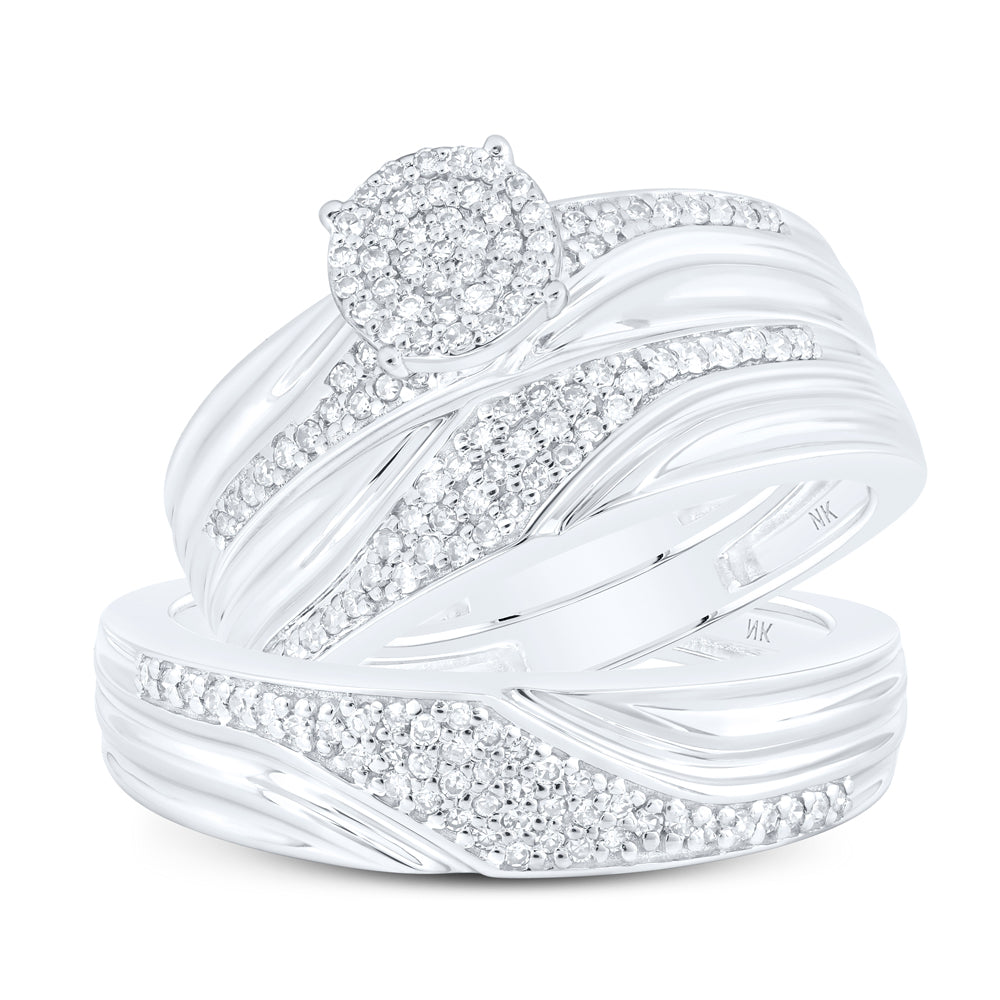 10kt Yellow Or White Gold Diamond Round Shape Trio Set