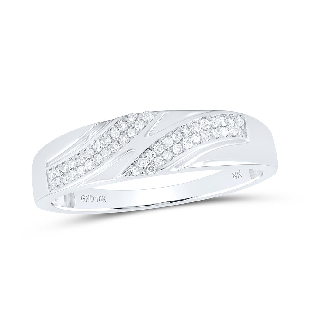 10kt White Gold His & Hers 3/8 Cttw Diamond Round Bridal Wedding Ring Band Set, Women Size: 5-9, Men Size: 8-12