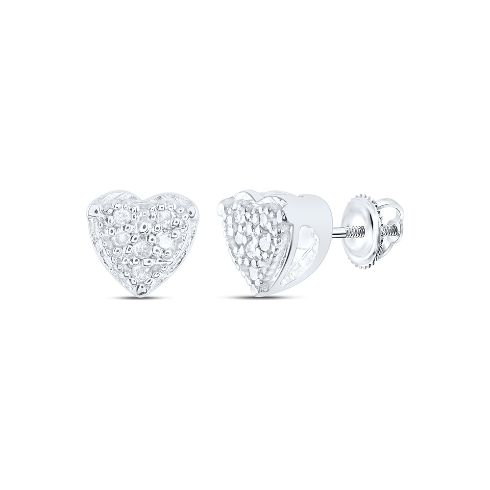 Sterling Silver 1/20Ctw Natural Diamond P4 Gift Heart Earring