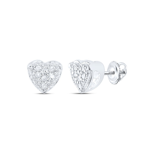 Sterling Silver 1/20Ctw Natural Diamond P4 Gift Heart Earring