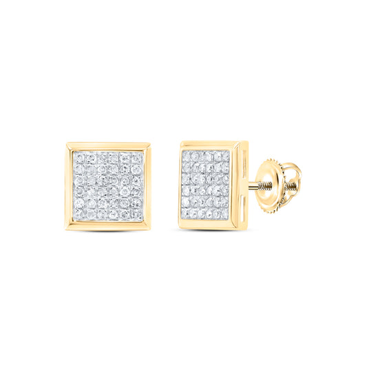 10kt Yellow Gold 3/8 Cttw Diamond Micro-pave Square Earrings