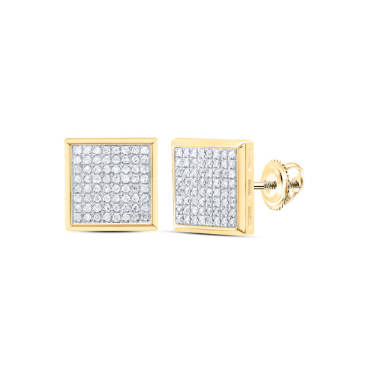 10kt Yellow Gold 1/2 Cttw Diamond Micro-pave Square Earrings