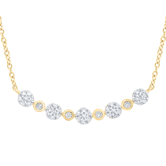 10kt Yellow Or White Or Rose Gold Diamond Fashion Necklace, Length: 18 Inch