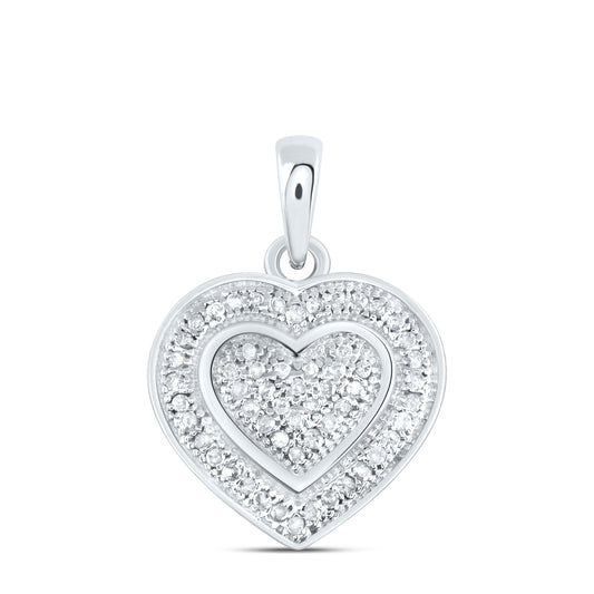 Sterling Silver 1/8 Cttw Natural Diamond Heart Pendant