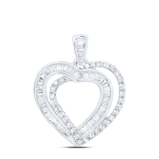 10kt White Gold 1/3 Cttw Diamond Heart Pendant