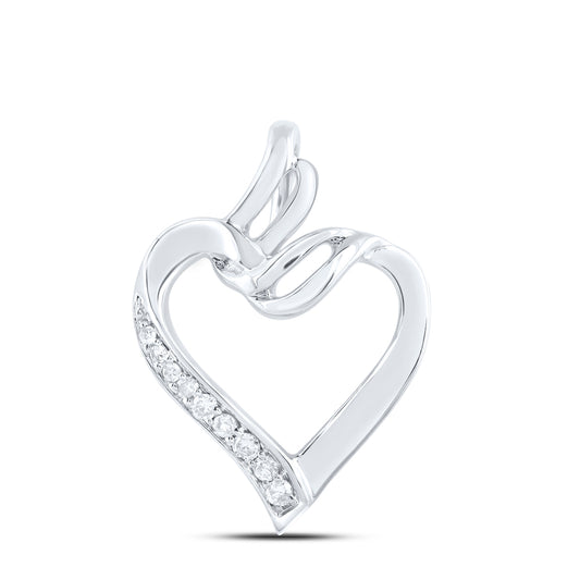 10kt White Gold 1/20 Cttw Diamond Heart Pendant