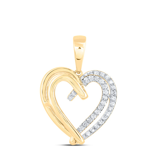 10kt Yellow Or White Or Rose Gold Diamond Heart Pendant