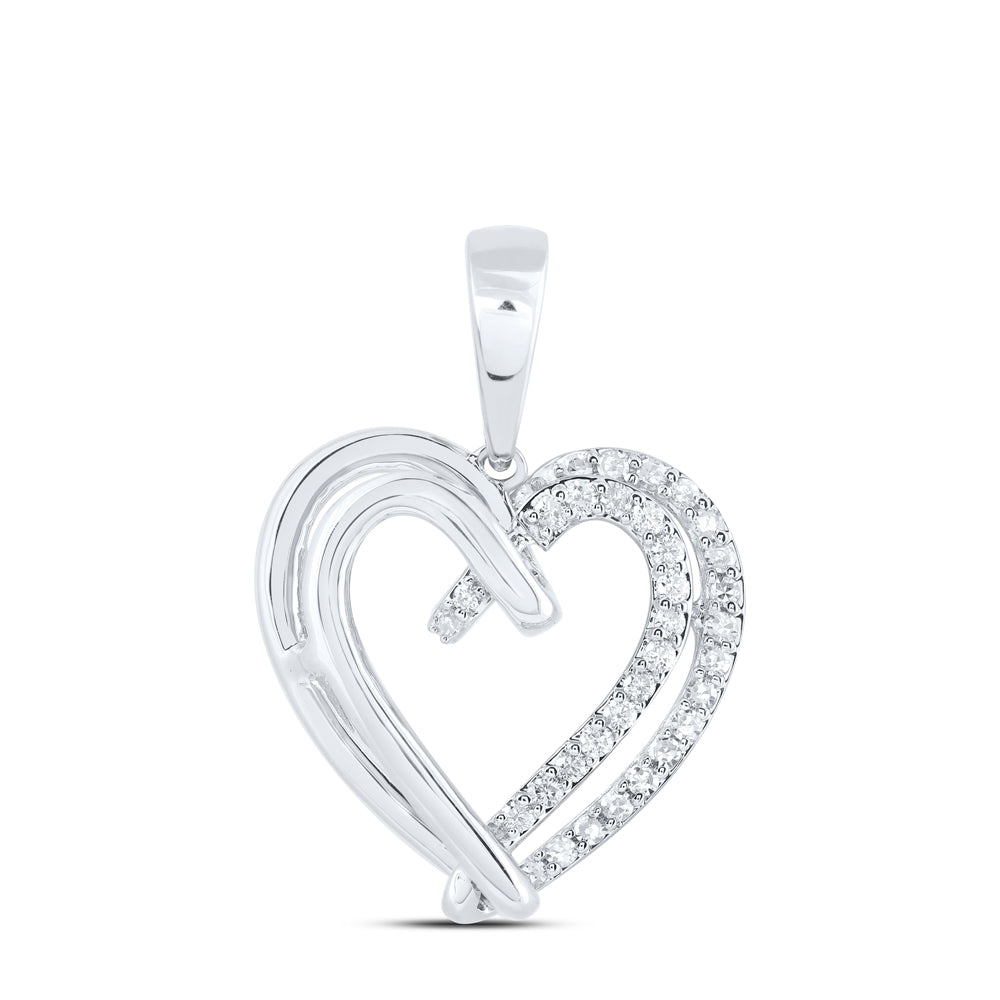 10kt Yellow Or White Or Rose Gold Diamond Heart Pendant