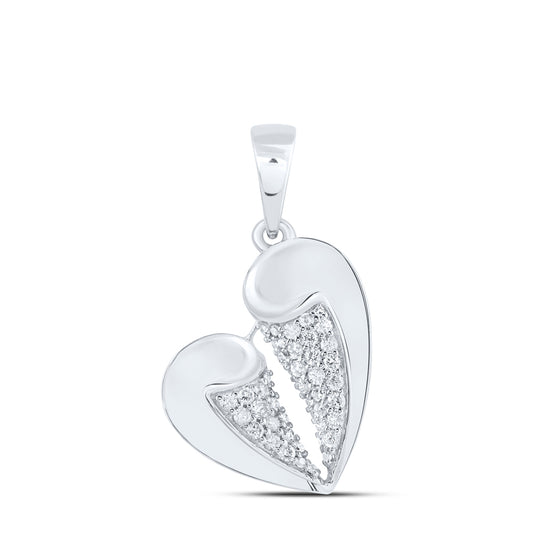 10kt White Gold 1/4 Cttw Diamond Heart Pendant
