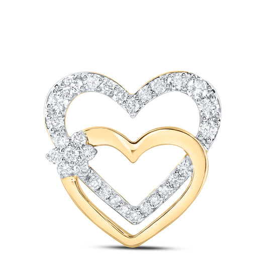 10kt Yellow Or Rose Gold Diamond Heart Pendant