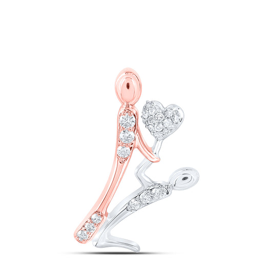 10kt White Gold 1/8 Cttw Diamond Heart Pendant