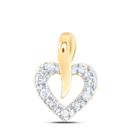 10kt Yellow Or White Or Rose Gold Diamond Heart Pendant