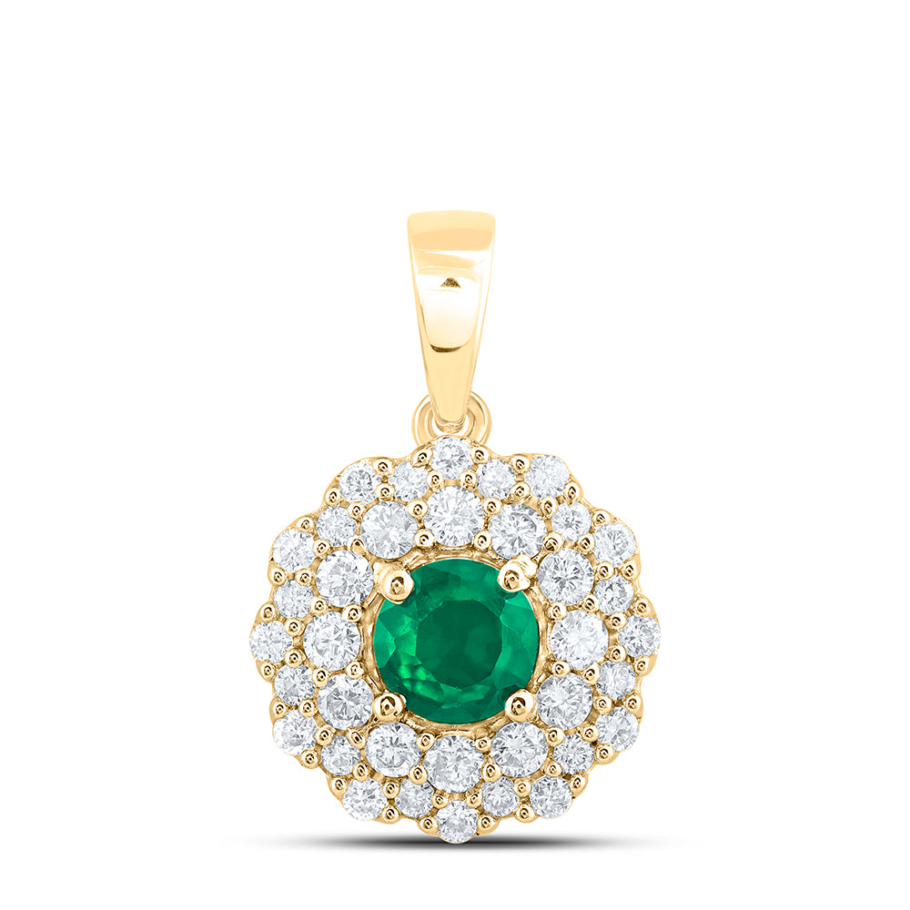 14kt Yellow Or White Gold Diamond Ana M 4.00 Mm Round Emerald Natural Gem Pendant