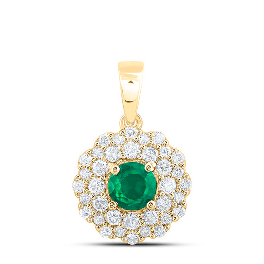 14kt Yellow Or White Gold Diamond Ana M 4.00 Mm Round Emerald Natural Gem Pendant