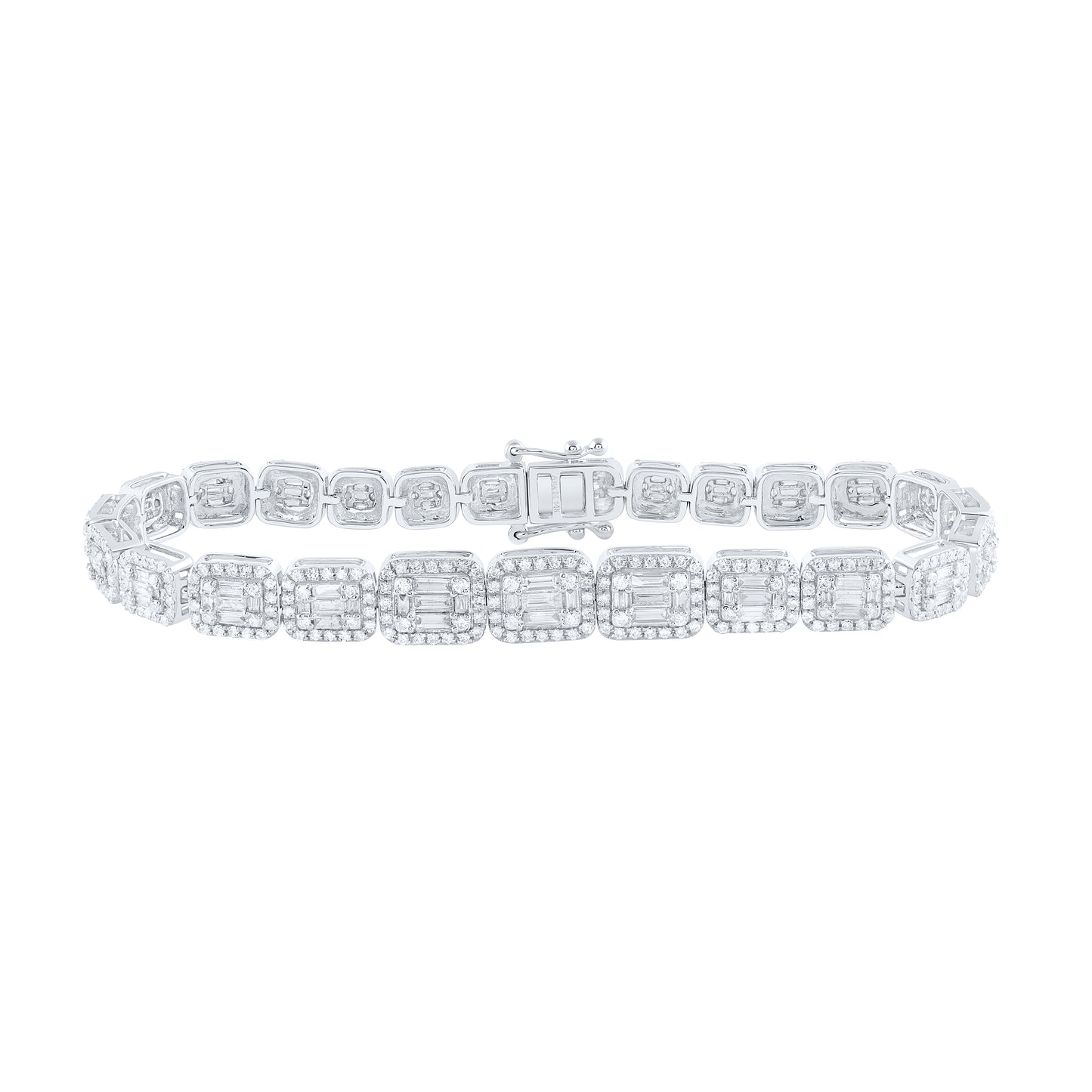 14K White Gold 2 7/8Ctw Natural Diamond Ana M Fashion Ladies Bracelet (7 Inch)