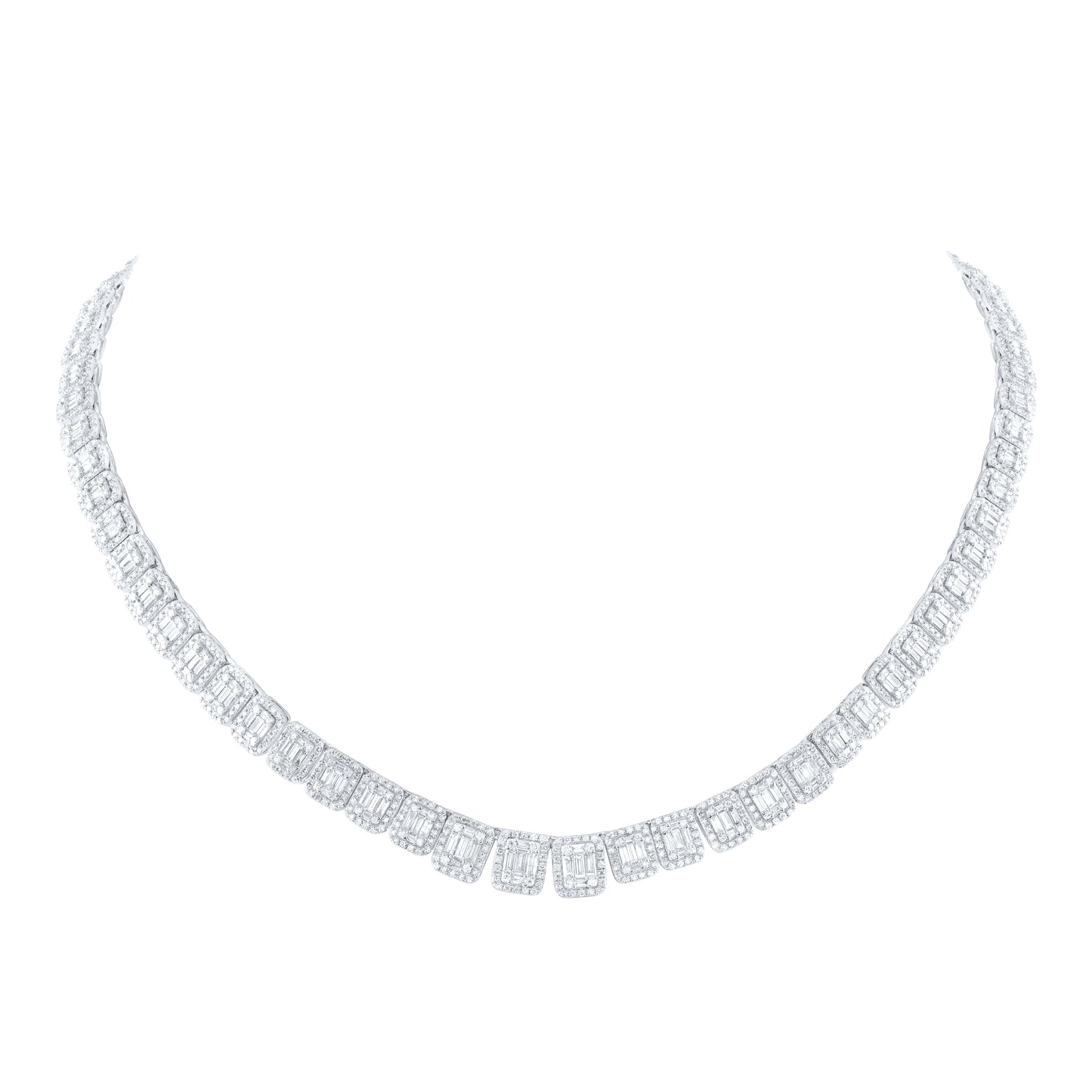 14kt White Gold 7 7/8 Cttw Diamond Ana M Ladies Necklace, Length: 17 Inch