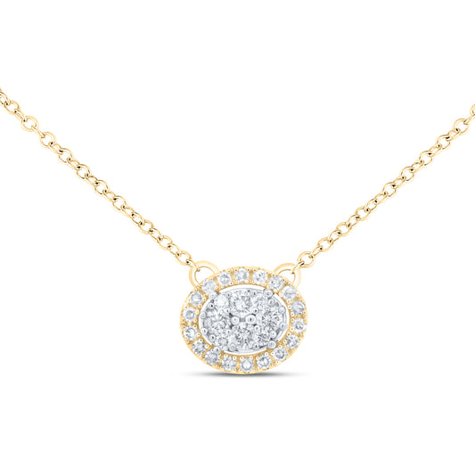 10kt Yellow Or White Gold Diamond Fashion Round Shape Necklace, Length: 18 Inch