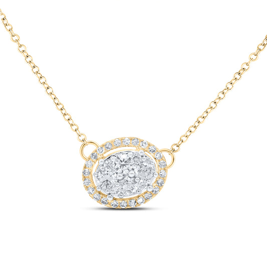 10kt Yellow Or White Gold Diamond Fashion Round Shape Necklace, Length: 18 Inch