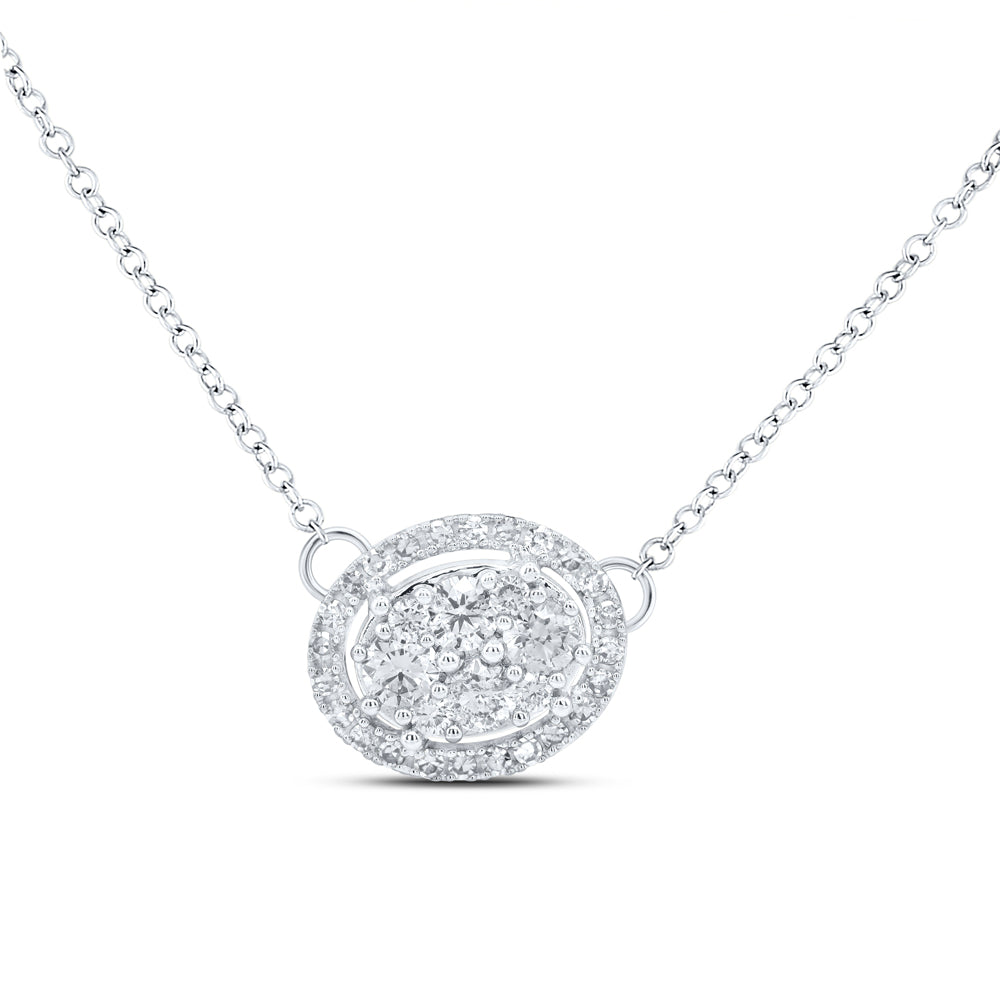 10kt Yellow Or White Gold Diamond Fashion Round Shape Necklace, Length: 18 Inch