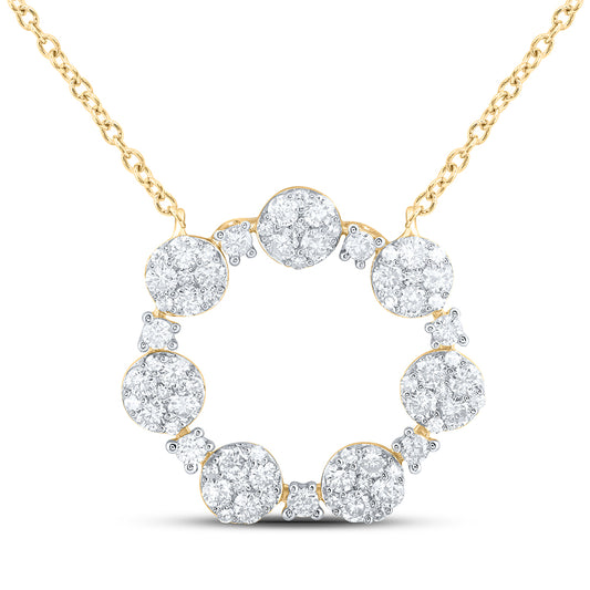 10kt Yellow Or White Gold Diamond Fashion Round Shape Necklace, Length: 18 Inch