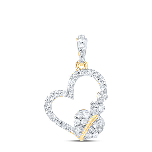 10kt Yellow Gold 1/4 Cttw Diamond Heart Pendant