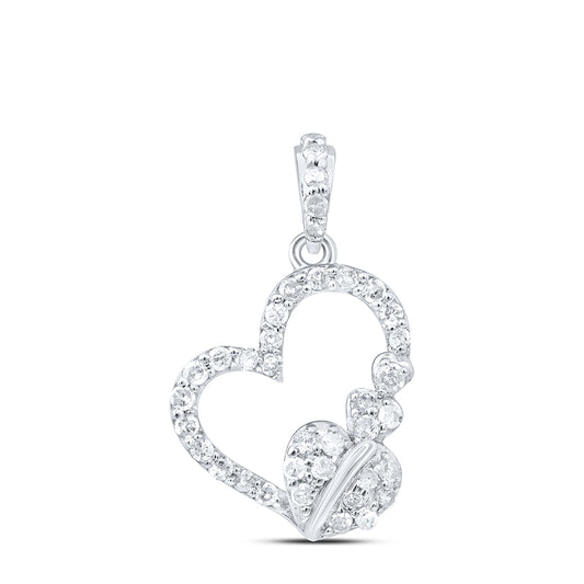 10kt White Gold 1/4 Cttw Diamond Heart Pendant
