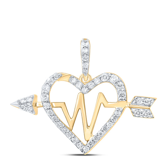 10kt Yellow Gold 1/3 Cttw Diamond Heart Pendant