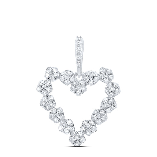 10kt White Gold 1/2 Cttw Diamond Heart Pendant
