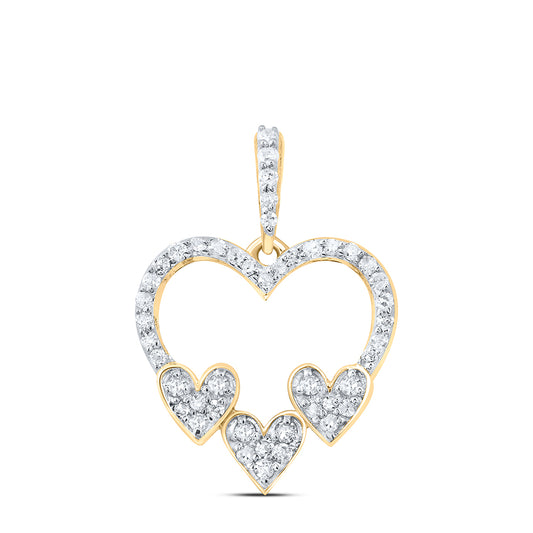 10kt Yellow Gold 1/4 Cttw Diamond Heart Pendant