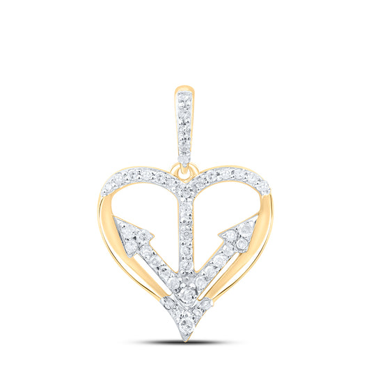 10kt Yellow Gold 1/5 Cttw Diamond Heart Pendant