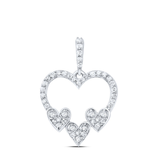 10kt White Gold 1/4 Cttw Diamond Heart Pendant