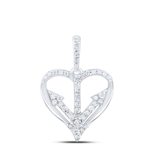 10kt White Gold 1/5 Cttw Diamond Heart Pendant