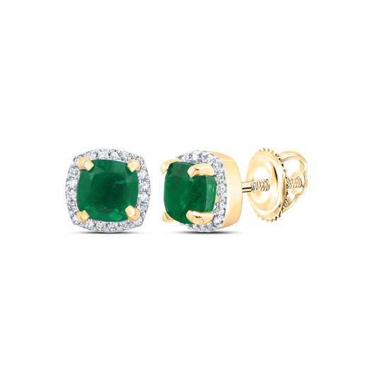 10kt Yellow Or White Or Rose Gold Diamond 4.20 Mm Cu Synthetic Cushion Earring