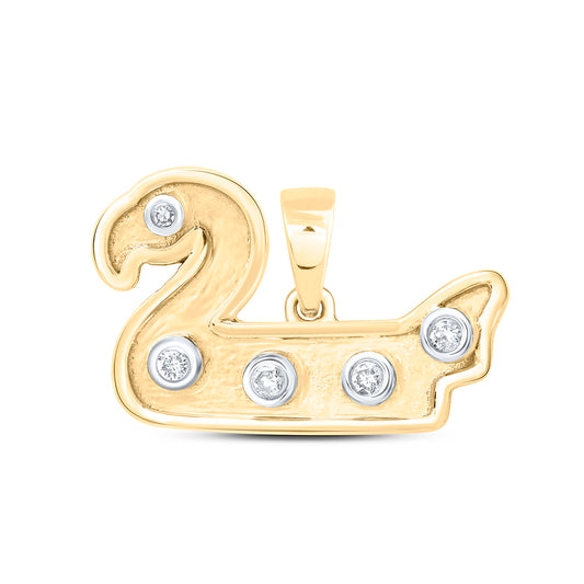 10kt Yellow Or White Or Rose Gold Diamond Swan Pendant