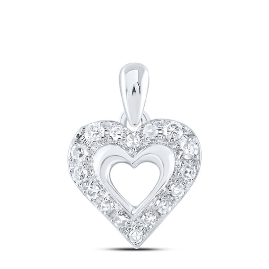 10kt White Gold 1/20 Cttw Diamond Heart Pendant