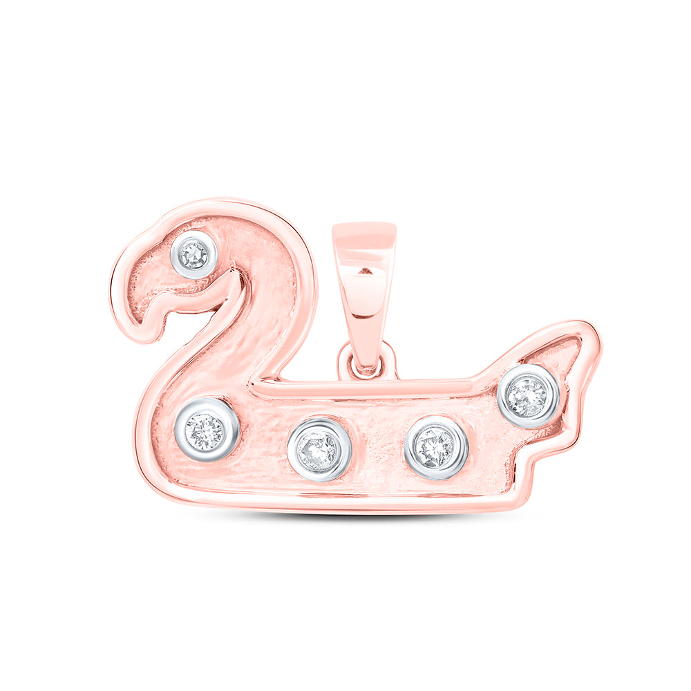 10kt Yellow Or White Or Rose Gold Diamond Swan Pendant