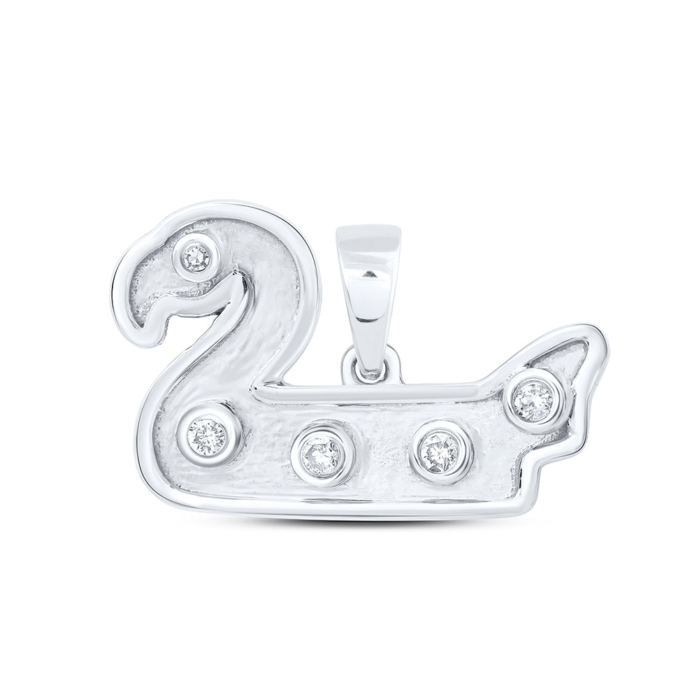 10kt Yellow Or White Or Rose Gold Diamond Swan Pendant