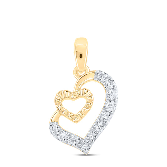 10kt Yellow Or Rose Gold Diamond Heart Pendant