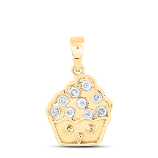 10kt Yellow Gold Diamond Cup Cake Pendant