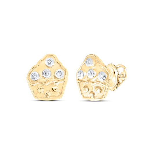 10kt Yellow Gold Diamond Cup Cake Earrings