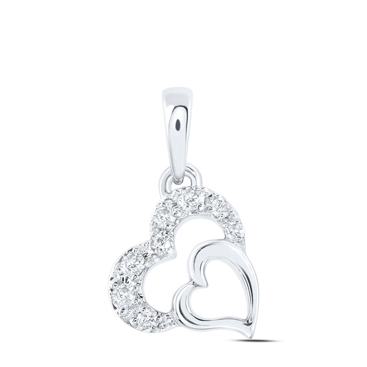 10kt White Gold 1/20 Cttw Diamond Heart Pendant